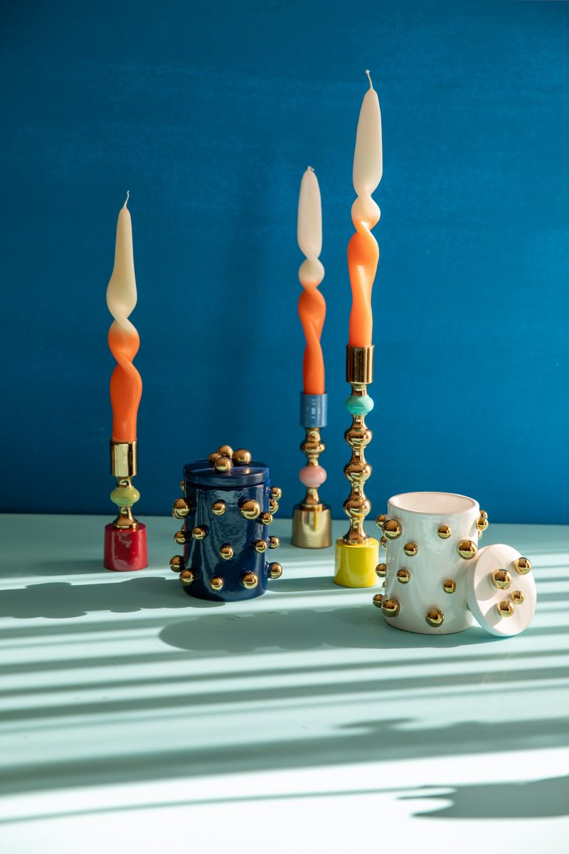 Puantiyeli Lacivert Kavanoz