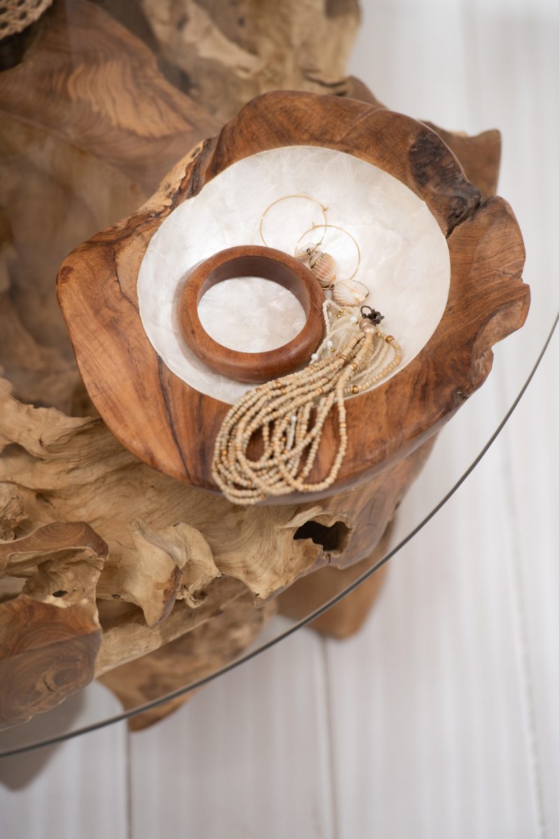 Sedefli Tik Dekoratif Tabak